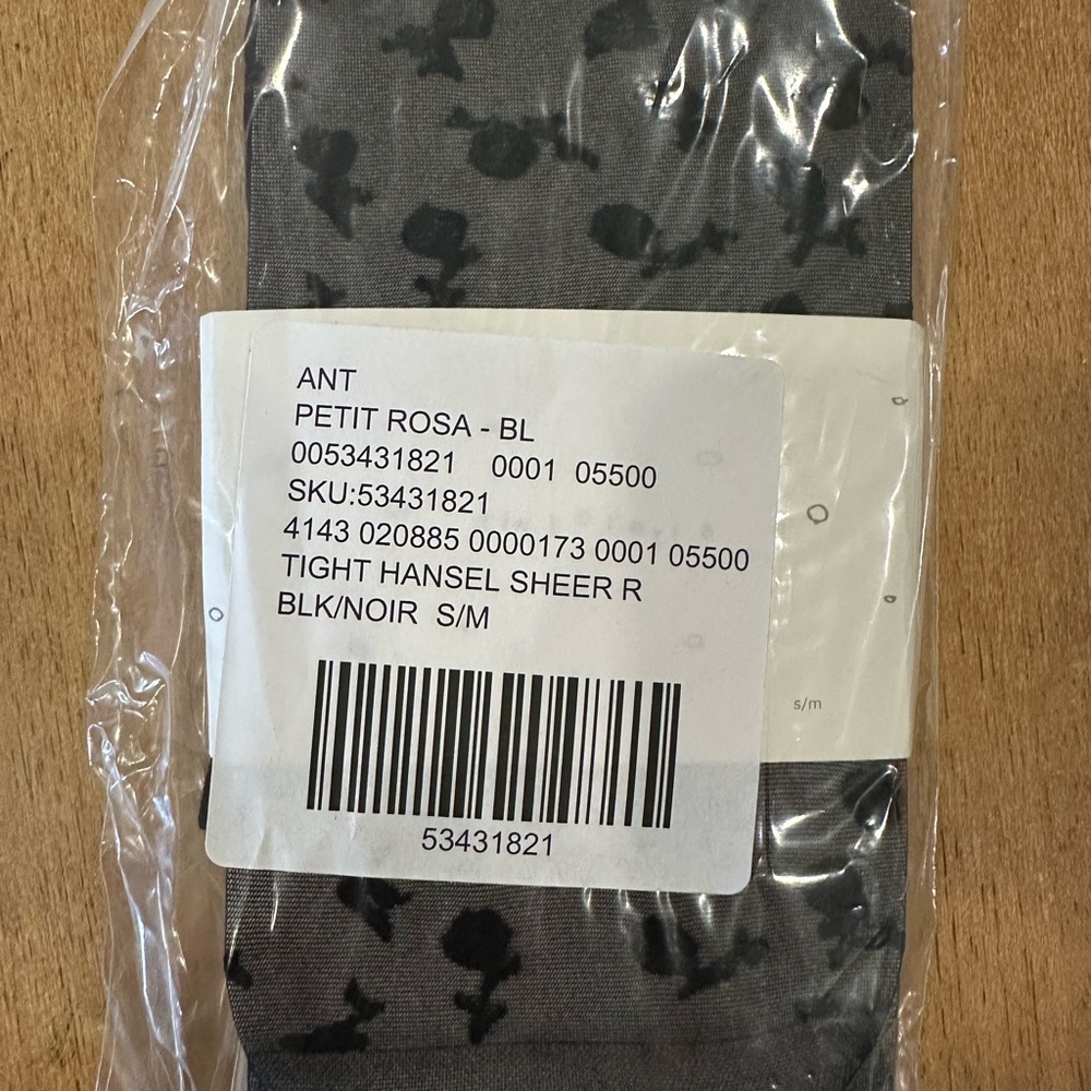 Anthropologie Black Floral Sheer Tights Size small/medium